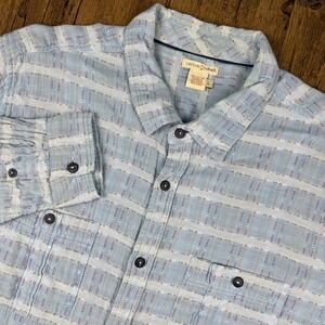 Carbon 2 Cobalt Shirt Mens L Blue Plaid Sea Change Chambray Textured Patchwork